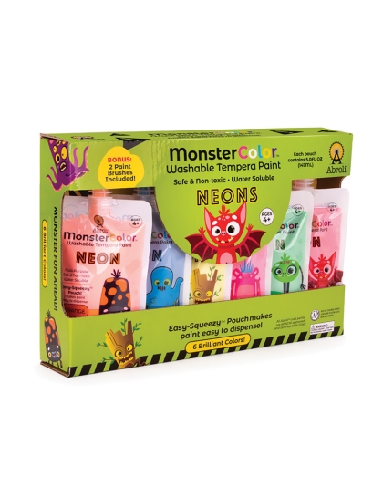MonsterColor Washable Tempera Paint, 5 oz., Neon, 6-Pack
