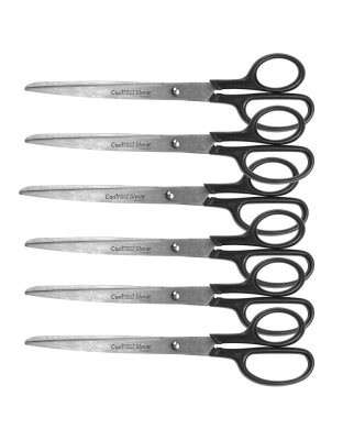Contract Stainless Steel Scissors 9", Black, Pack of 6