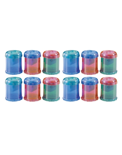 Plastic Manual Pencil and Crayon Sharpener, 2-Hole, Assorted Colors (No Color Choice), Pack of 12