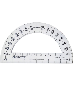 Protractor 6", 180 degree, Clear