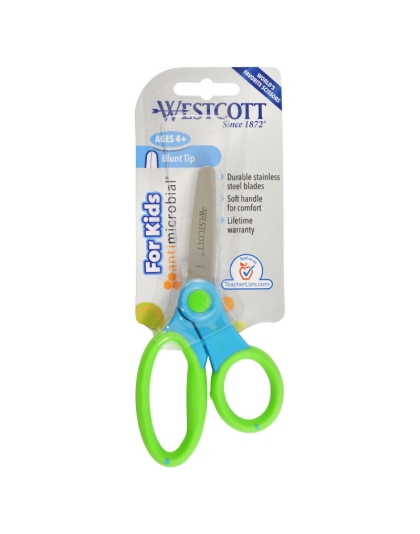5" Anti-Microbial Kids Scissors, Blunt, Assorted Colors (No Color Choice)