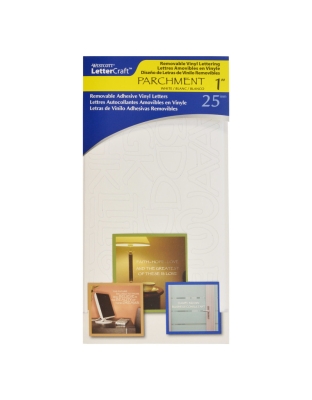 LetterCraft Removable Vinyl Lettering, 1-Inch, Parchment, White