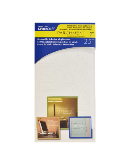 LetterCraft Removable Vinyl Lettering, 1-Inch, Parchment, White
