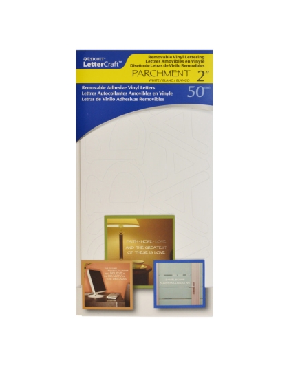 LetterCraft Removable Vinyl Lettering, 2-Inch, Parchment, White