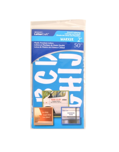 LetterCraft Reusable Plastic Stencils, Full Alphabet & Numbers, Marker Font, 2-Inch