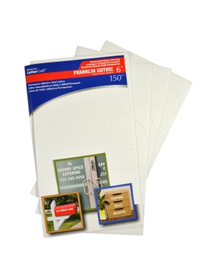 LetterCraft Permanent Vinyl Lettering, Franklin Gothic, 6-Inch, White