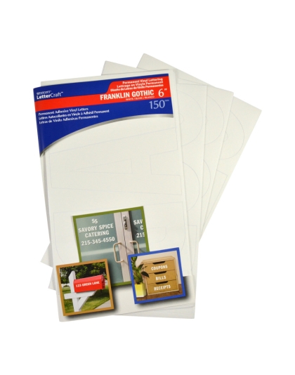 LetterCraft Permanent Vinyl Lettering, Franklin Gothic, 6-Inch, White