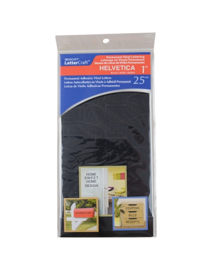 LetterCraft Permanent Vinyl Lettering, Helvetica, 1-Inch, Black