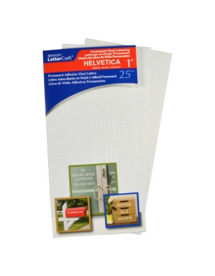 LetterCraft Permanent Vinyl Lettering, Helvetica, 1-Inch, White