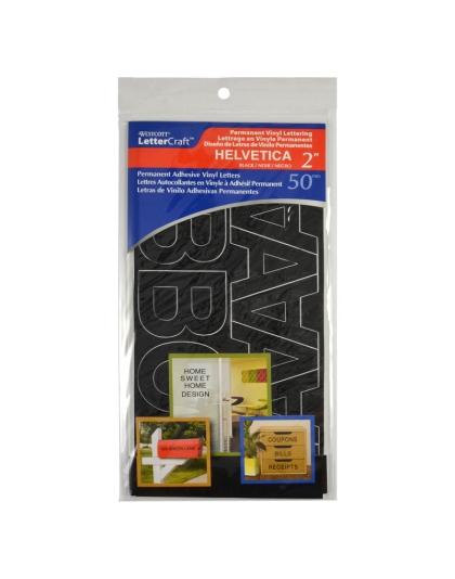 LetterCraft Permanent Vinyl Lettering, Helvetica, 2-Inch, Black