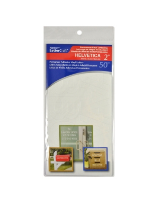 LetterCraft Permanent Vinyl Lettering, Helvetica, 2-Inch, White