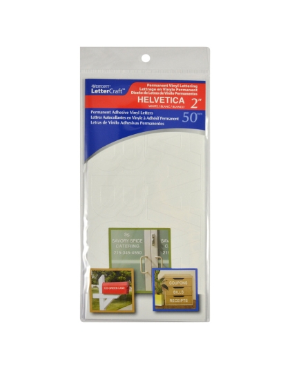 LetterCraft Permanent Vinyl Lettering, Helvetica, 2-Inch, White