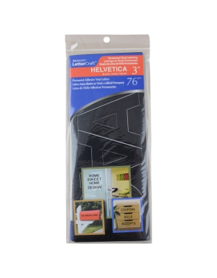 LetterCraft Permanent Vinyl Lettering, Helvetica, 3-Inch, Black
