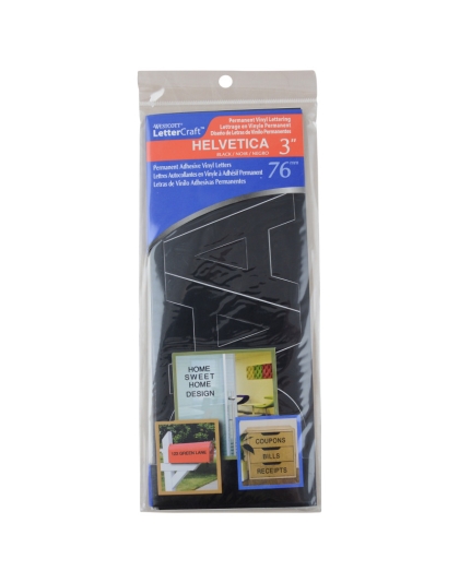 LetterCraft Permanent Vinyl Lettering, Helvetica, 3-Inch, Black