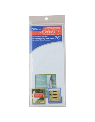 LetterCraft Permanent Vinyl Lettering, Helvetica, 3-Inch, White
