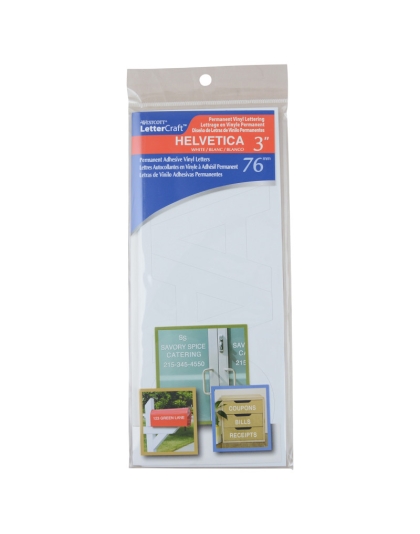 LetterCraft Permanent Vinyl Lettering, Helvetica, 3-Inch, White