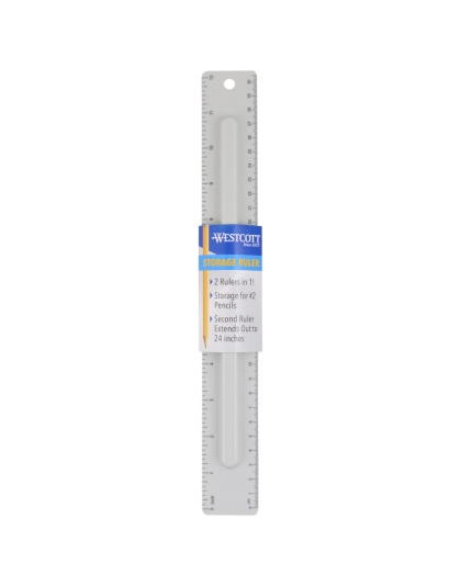 2-Piece 12" Ruler with Pencil Storage