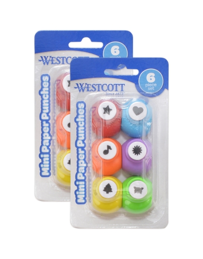 Mini Paper Punches, 6 Per Set, 2 Sets