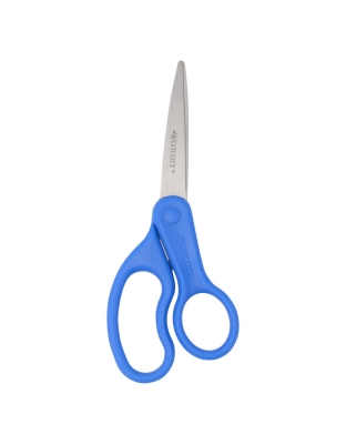 Stainless Steel Scissors, Straight Handle, Blue, 7 in