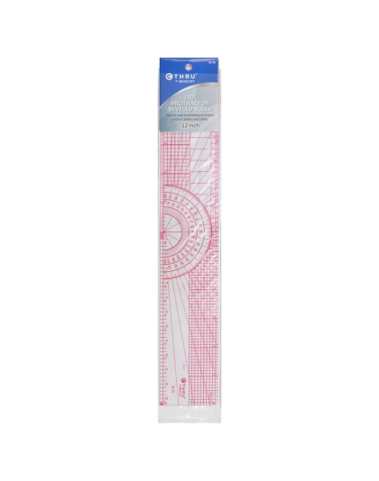 Beveled Protractor Ruler, 12", Transparent