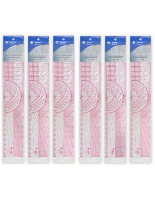 Beveled Protractor Ruler, 12", Transparent, Pack of 6