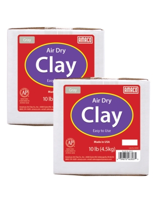 Air Dry Clay, Gray, 10 lbs. Per Box, 2 Boxes