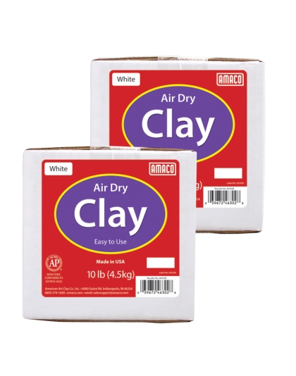 Air Dry Clay, White, 10 lbs. Per Box, 2 Boxes