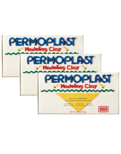 Permoplast Modeling Clay, Cream, 1 lb. Per Box, 3 Boxes