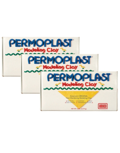 Permoplast Modeling Clay, Green, 1 lb. Per Box, 3 Boxes