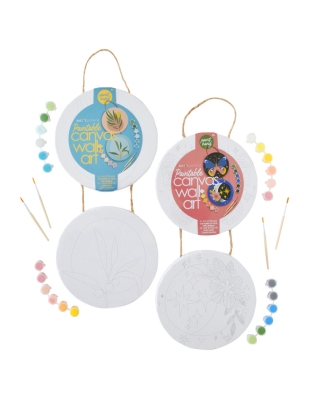 Paintable Circle 7" Hanging Canvas Wall Art 2-Pack