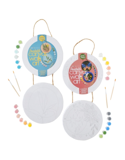 Paintable Circle 7" Hanging Canvas Wall Art 2-Pack