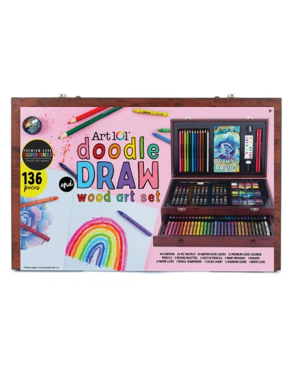Doodle & Draw 136-Piece Multimedia Wood Art Set