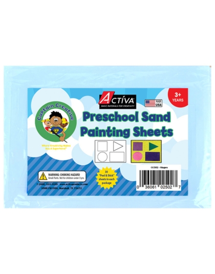 Preschool Sand Art Sheets, Shapes Theme, 5x7 in, 30 Sheets