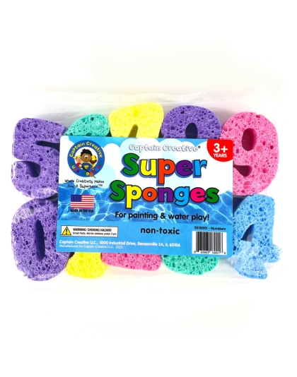 Super Sponges, 3", Numbers, 10 Pieces