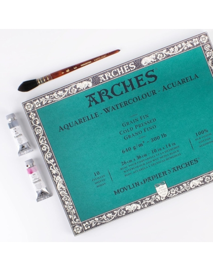 Aquarelle Watercolor Paper Block, Heavyweight, Cold Press, Natural White, 300 lb (640 gsm), 10 Sheet, 10x14 in, 1 Count
