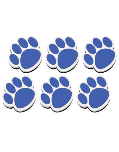 Magnetic Whiteboard Eraser, Blue Paw, Pack of 6