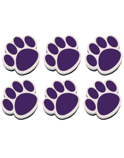 Magnetic Whiteboard Eraser, Purple Paw, Pack of 6