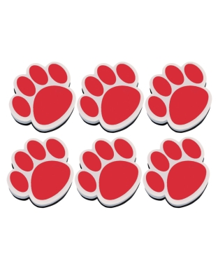 Magnetic Whiteboard Eraser, Red Paw, Pack of 6