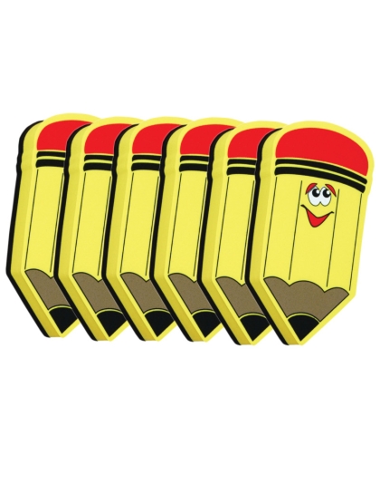 Magnetic Whiteboard Eraser, Pencil, Pack of 6
