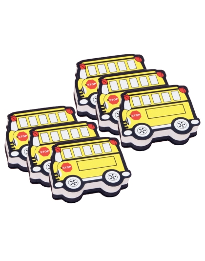 Magnetic Whiteboard Eraser, School Bus, Pack of 6