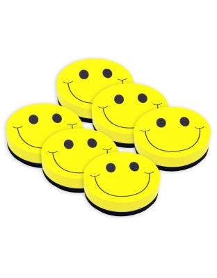 Magnetic Whiteboard Eraser, Smile Face, Pack of 6