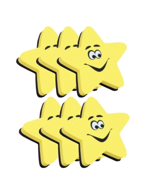 Magnetic Whiteboard Eraser, Star, Pack of 6