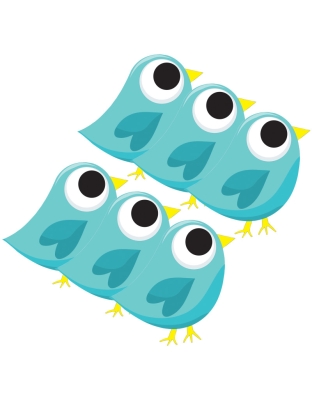 Magnetic Whiteboard Eraser, Blue Tweet, Pack of 6