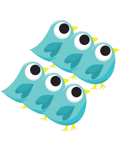 Magnetic Whiteboard Eraser, Blue Tweet, Pack of 6