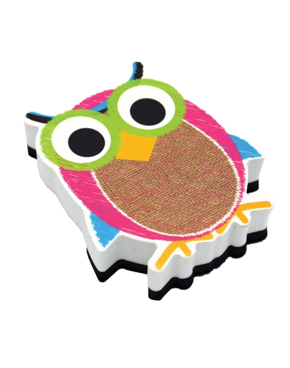 Magnetic Whiteboard Eraser, Burlap Scribble Owl