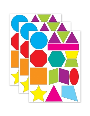 Math Die-Cut Magnets, Shapes, 16 Per Pack, 3 Packs