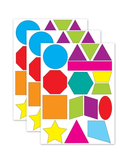 Math Die-Cut Magnets, Shapes, 16 Per Pack, 3 Packs