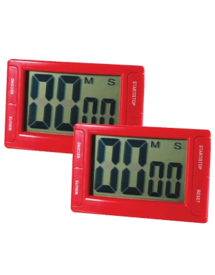 Big Red Digital Timer 3.75" x 2.5" with Magnetic Backing and Stand, Pack of 2