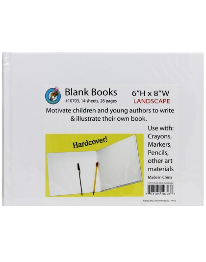 Hardcover Blank Book, 8" x 6" Landscape, White