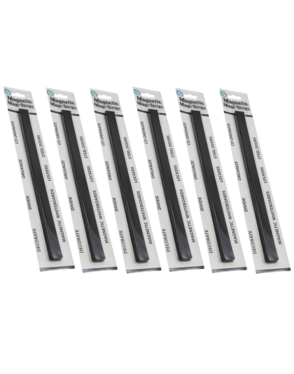 Magnetic Magi-Strips, Black, 12 Feet Per Pack, 6 Packs
